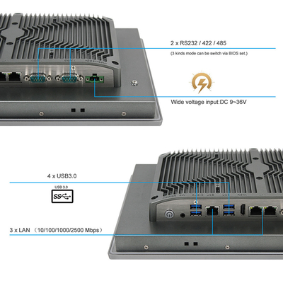 12 PC industriale Fanless Gen J6412 13,3&quot; 1920*1080 TPM2.0 IP65 ad alta risoluzione impermeabile